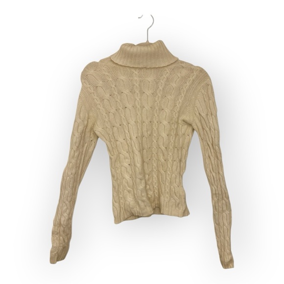 Autumn Cashmere Sweaters - Autumn Cashmere Ivory Cable Knit Turtleneck Sweater 100% Cashmere M